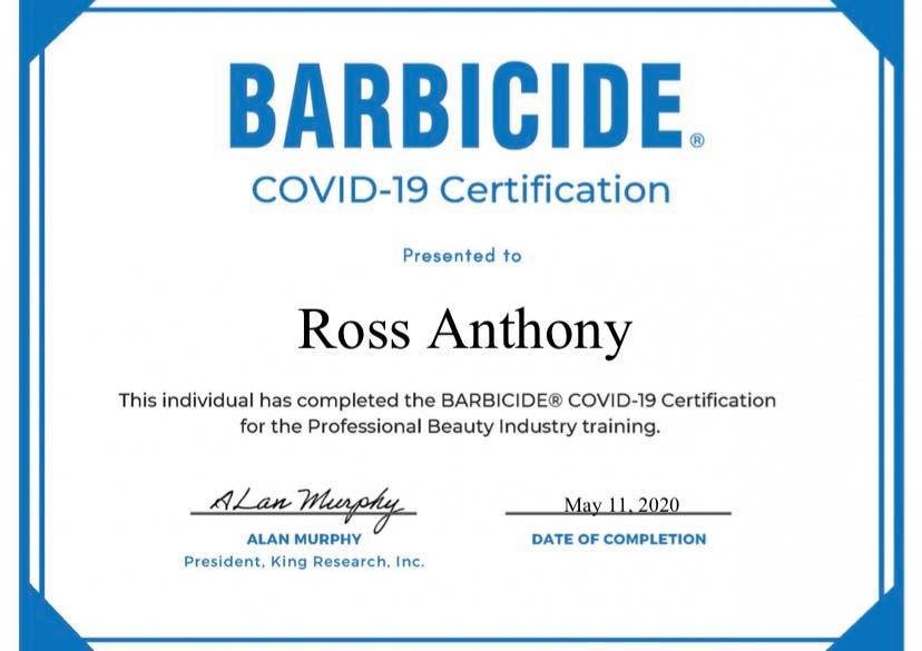 Barbicide certificate