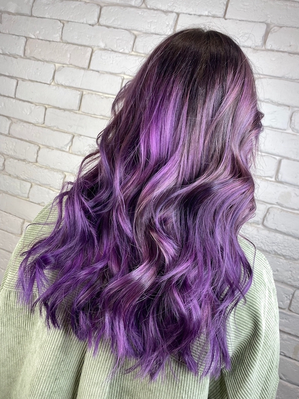 Dark Lilac Purple Balayage by Tia Miller
