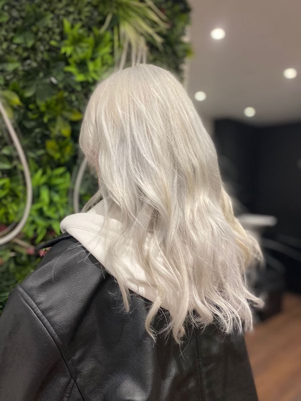 White grey blonde hair in natural daylight